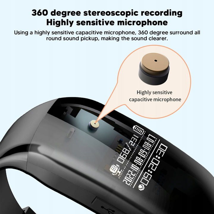 ZEGAREK Z FUNKCJĄ NAGRYWANIA REDUKCJĄ SZUMÓW 4G