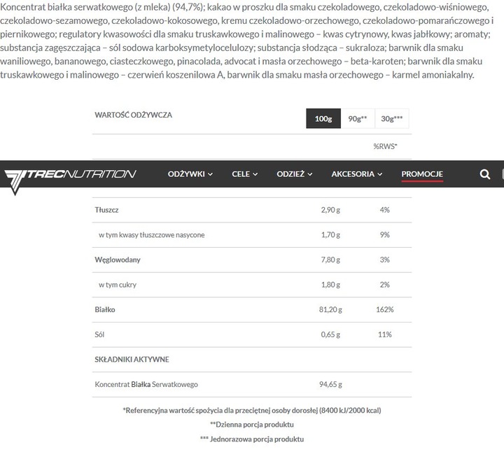 PYSZNE BIAŁKO WPC Trec Whey 100 900g PROTEINY NA MASĘ MIĘŚNIE DO TRENINGU