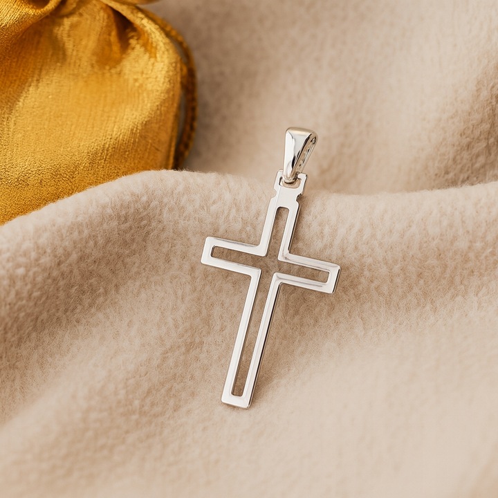 SREBRNY KRZYŻYK MĘSKI NA ŁAŃCUSZEK, SREBRO PRÓBA 925, DLA NIEGO, NOWOCZESNY