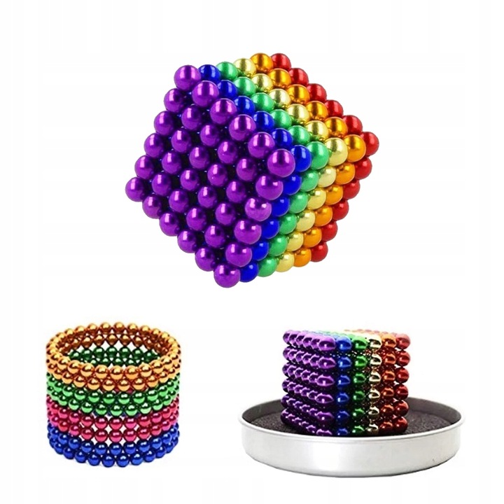 KULKI MAGNETYCZNE XXL Kolorowe 5 mm 216 szt. + BOX