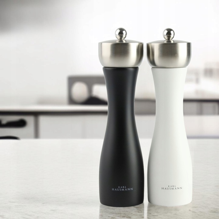 ZESTAW RĘCZNYCH MŁYNKÓW DO MIELENIA SOLI PIEPRZU PRZYPRAW BIAŁY I CZARNY