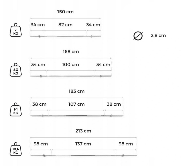 Gryf prosty Spokey 168cm śrubowy + zaciski