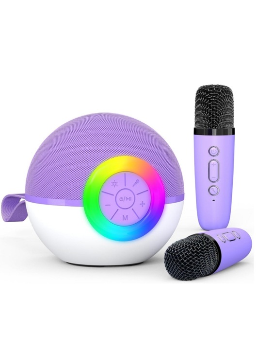 BEZPRZEWODOWY EFEKT ŚWIETLNY KARAOKE STEREO + 2 MIKROFONY