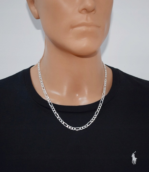 Łańcuszek Srebrny Męski Figaro Pełny Diamentowany 925 Gruby Stylowy 5,50 mm