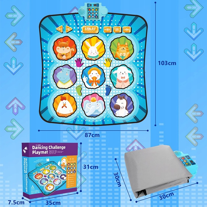 MATA MUZYCZNA TAŃCZENIA GRA INTERAKTYWNA TANECZNA DZIECI Z LED 4 TRYBY