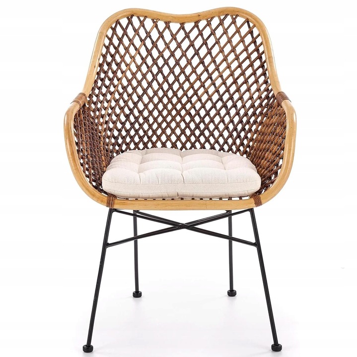 Krzesło Tarasowe do Ogrodu Balkonowe K336 z Rattanu z Podłokietnikami Boho