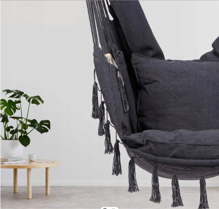 Ciemno szary Antracyt hamak brazylijski kokon huśtawka ogrodowa poduszki