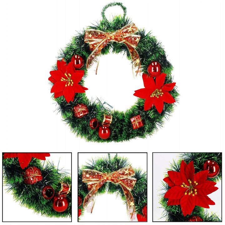 WIENIEC ŚWIĄTECZNY STROIK WIANEK NA DRZWI 35cm DUŻY PIĘKNY DEKORACJA OZDOBA