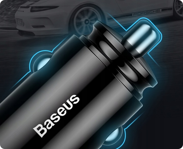 BASEUS SZYBKA ŁADOWARKA SAMOCHODOWA DO TELEFONU 30W 2x USB 5A QC 3.0 AFC