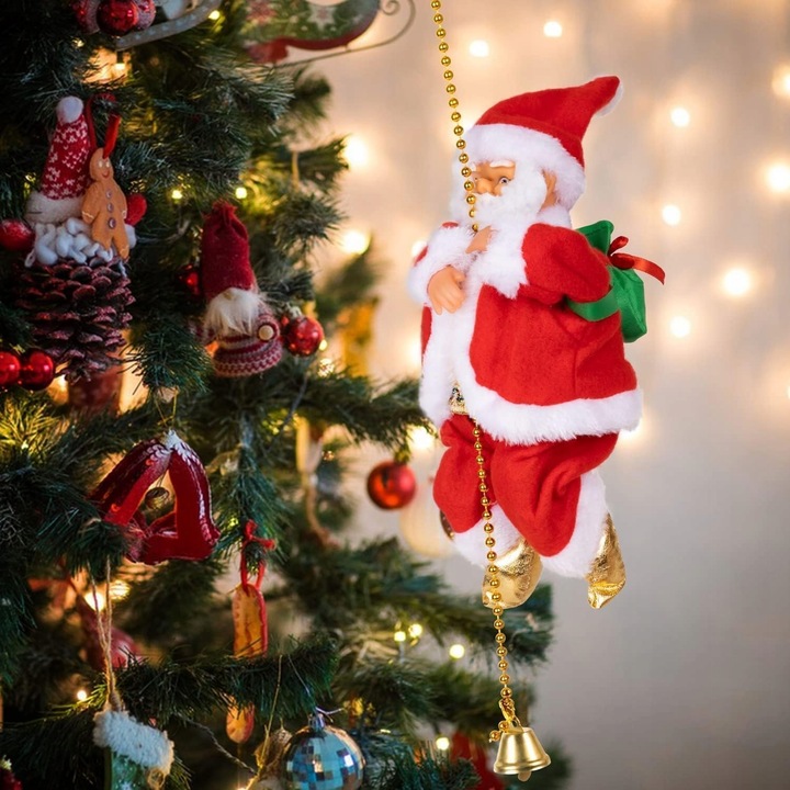 MIKOŁAJ PNĄCY SIĘ NA LINIE 100cm WSPINAJĄCY SIĘ MIKOŁAJ MELODIE ŚWIATEŁKA