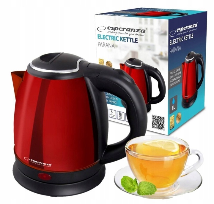 Czajnik elektryczny Esperanza PARAN 1500 W 1 l czerwony