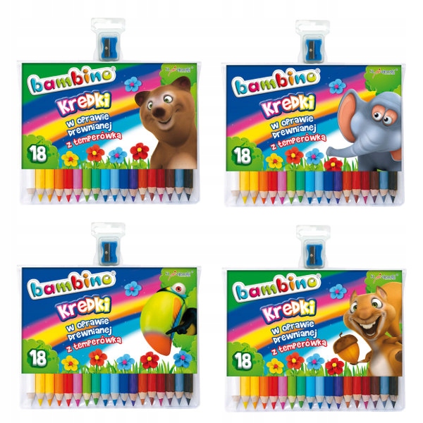 Kredki ołówkowe grube Bambino 18 kolorów 15cm