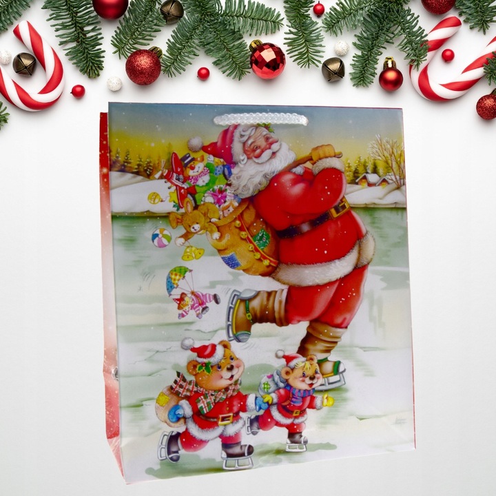 TOREBKI prezentowe ŚWIĄTECZNE TORBA prezenty ŚWIĘTA MIKOŁAJ 20x11x24cm x10