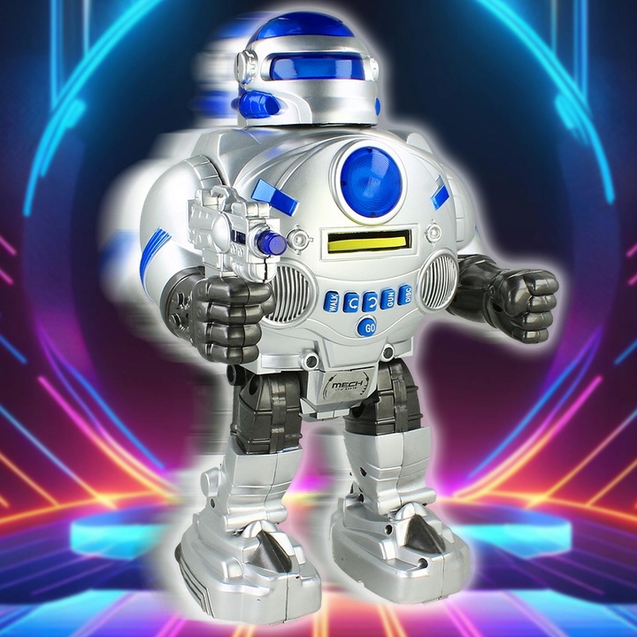 ZDALNIE STEROWANY ROBOT RC STRZELAJĄCY KRĄŻKAMI ZABAWKA INTERAKTYWNA DŹWIĘK