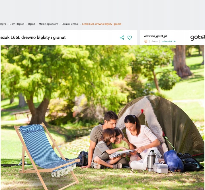 Leżak L66L drewno błękity i granat