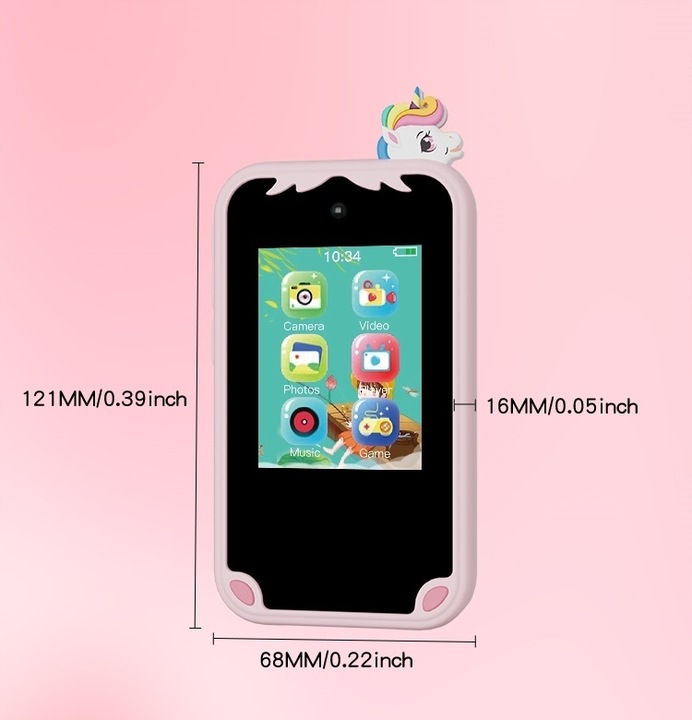 TELEFON DLA dzieci SMARTFON APARAT KAMERA D13 JEDNOROŻEC RÓŻOWY