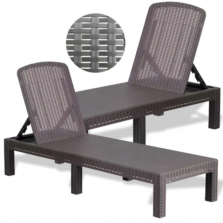 LEŻAK OGRODOWY REGULOWANY DELUXE CORFU LEŻANKA GRAFITOWY