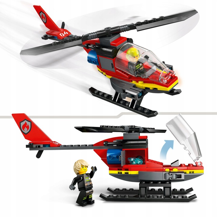 LEGO City Straż Pożarna 60411 Strażacki Helikopter Ratunkowy Armatki Wodne