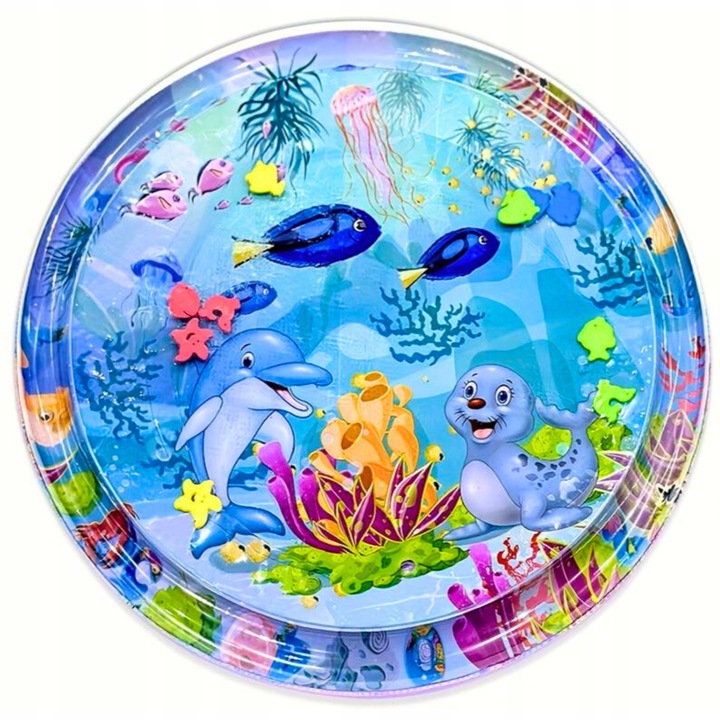 Dmuchana Mata Wodna Sensoryczna Dla Niemowląt Okragla Mata XXL Duza 105cm