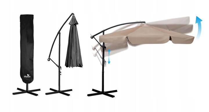 Parasol ogrodowy duży składany z wysięgnikiem pokrowiec 6 segmentów Ø 350cm