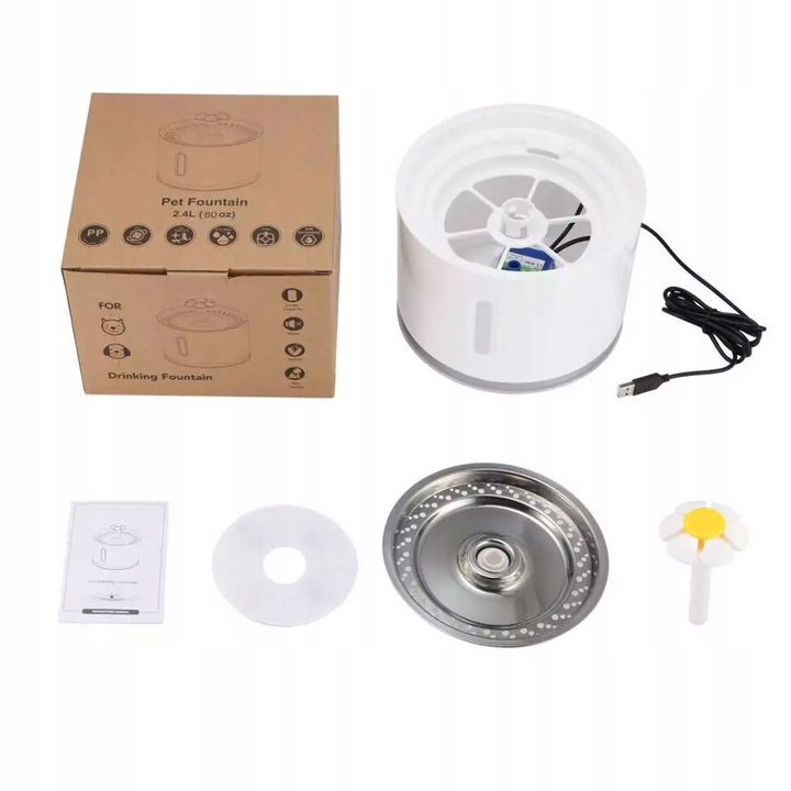 FONTANNA POIDEŁKO AUTOMATYCZNE DLA KOTA PSA CICHA + FILTR