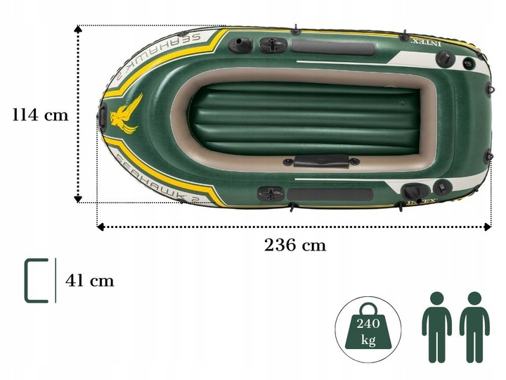 Ponton Turystyczny Seahawk 2 osoby Pompka + Wiosła Intex 68347 MODEL 2025