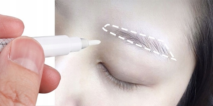 Marker biały do makijażu permanentnego brwi z linijką Prima Derma