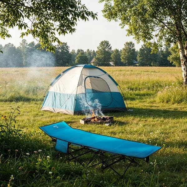 ŁÓŻKO turystyczne polowe NA KEMPING RYBY do ogrodu domu dla gości składane