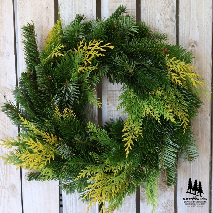 Wianek naturalny Stroik świąteczny MIX z jodły kaukaskiej i cyprysika