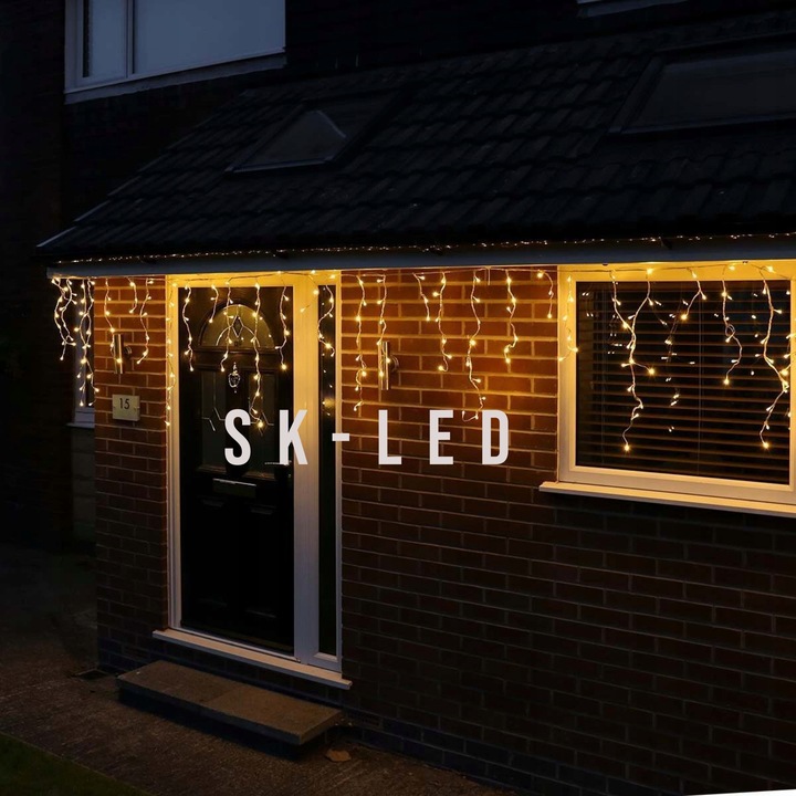 KURTYNA 200 LED 9,5m SOPLE GIRLANDA ŚWIETLNA LED BIAŁA CIEPŁA PROGRAMATOR