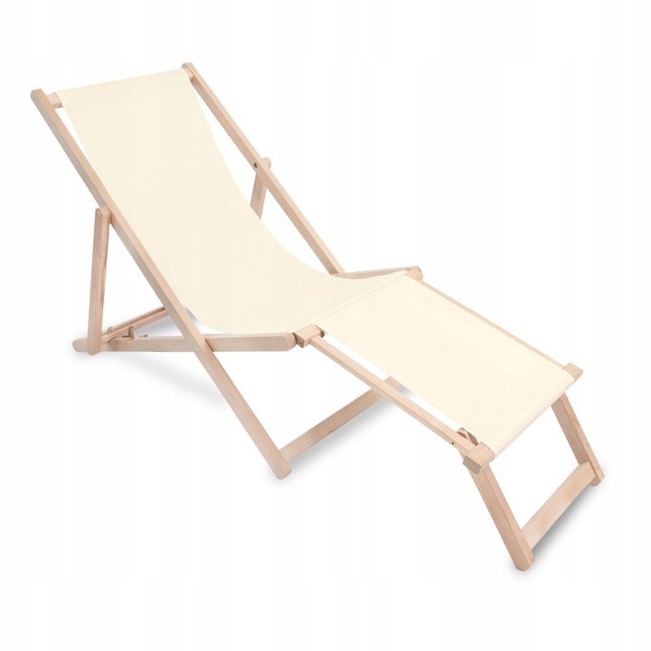 Leżak Drewniany z Podnóżkiem na Balkon Taras Ogród Plażę Nadruk Wzory Mix