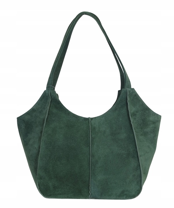 VERA PELLE Zamszowa TOREBKA duża SHOPPER BAG Praktyczne wnętrze Skóra Nat.