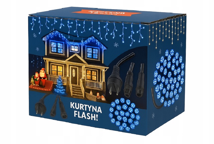 Kurtyna Świetlna LED 440 Sople Niebieskie Flash Zewnętrzna IP44 31,7 m