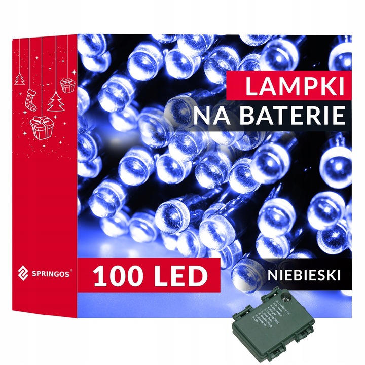 LAMPKI CHOINKOWE 100 LED 10m ZEWNĘTRZNE +TIMER IP44 8 FUNKCJI NA BATERIE