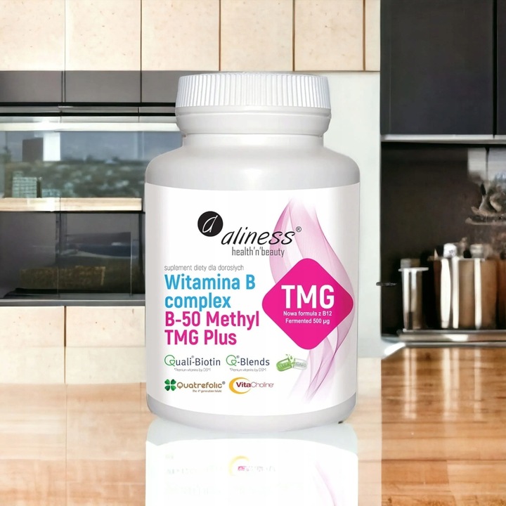 Aliness Witamina B Complex B-50 METHYL TMG PLUS STRES PAMIĘĆ vege 100 kaps