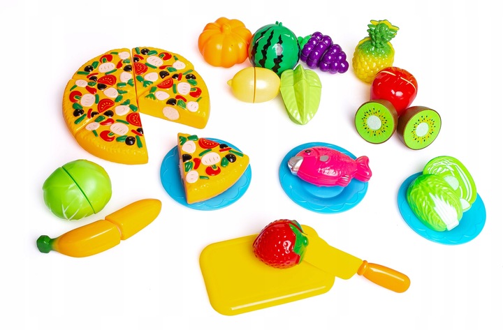 OWOCE WARZYWA DO KROJENIA na rzep zabawkowe jedzenie pizza + kosz na zakupy