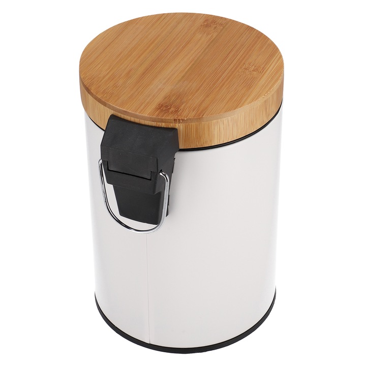 Kosz na śmieci łazienkowy 3l bambus śmietnik do wc łazienki kuchni biały