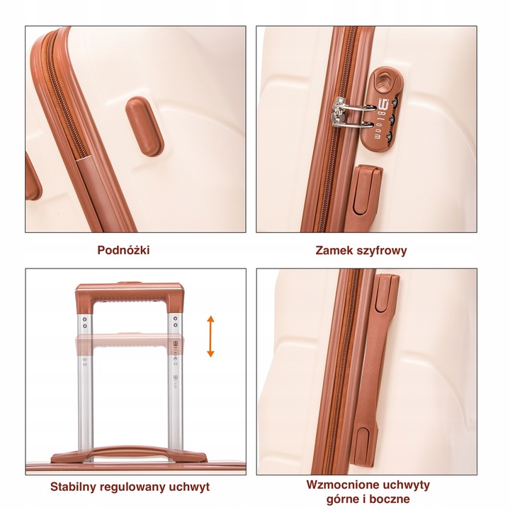 ZESTAW KOMPLET WALIZEK ABS 3IN1 MOCNA TWARDA BLOOM 15 KOLORÓW