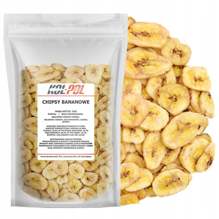 Chipsy bananowe 1kg Banany suszone wysoka jakość | Kol-Pol