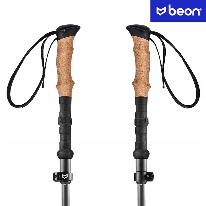 KIJE TREKKINGOWE SKŁADANE KARBONOWE KIJKI W GÓRY WŁÓKNO WĘGLOWE BEON CARBON