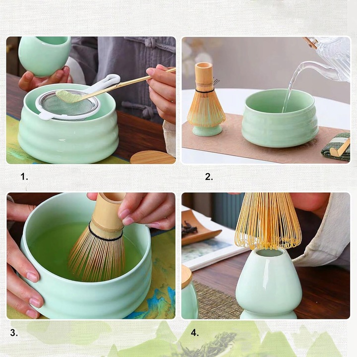 ZESTAW DO MATCHY Z MIOTEŁKA DO MATCHY I ŁYŻKĄ, JAPOŃSKA HERBATA MATCHA