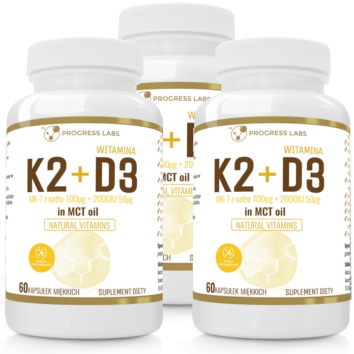 WITAMINA K2 MK-7+D3 MCT OLEJU KOKOSOWYM 180 kaps