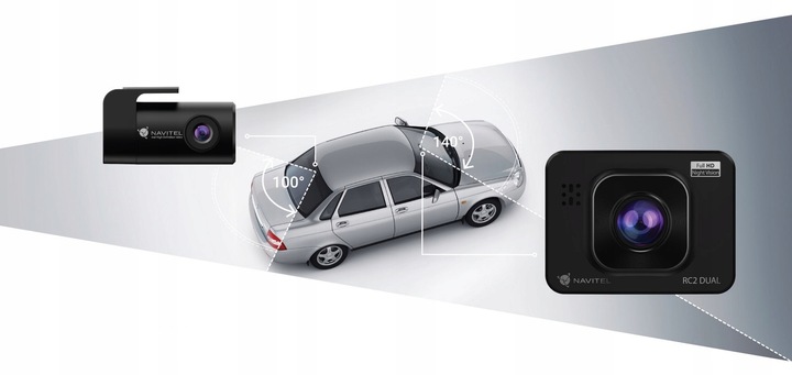 Wideorejestrator kamera samochodowa Navitel RC2 Dual Przód tył Full HD 2"