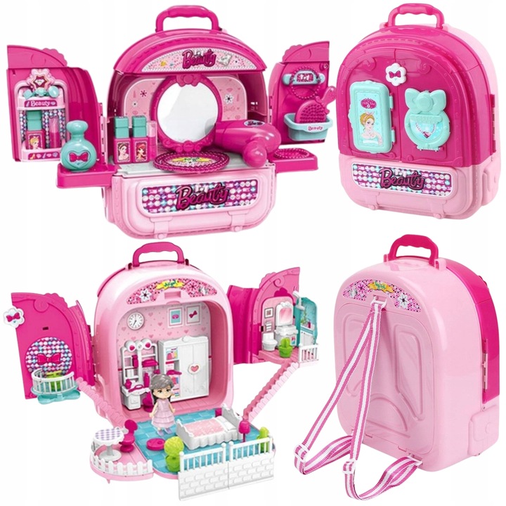 Lalka w Domku salon piękności dla dzieci toaletka 3w1 dla 3 4 5 6 7 latki