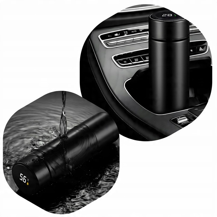 Kubek Termiczny Termos LED 500ml Duży | Butelka Na Kawę Herbatę Wyświetlacz