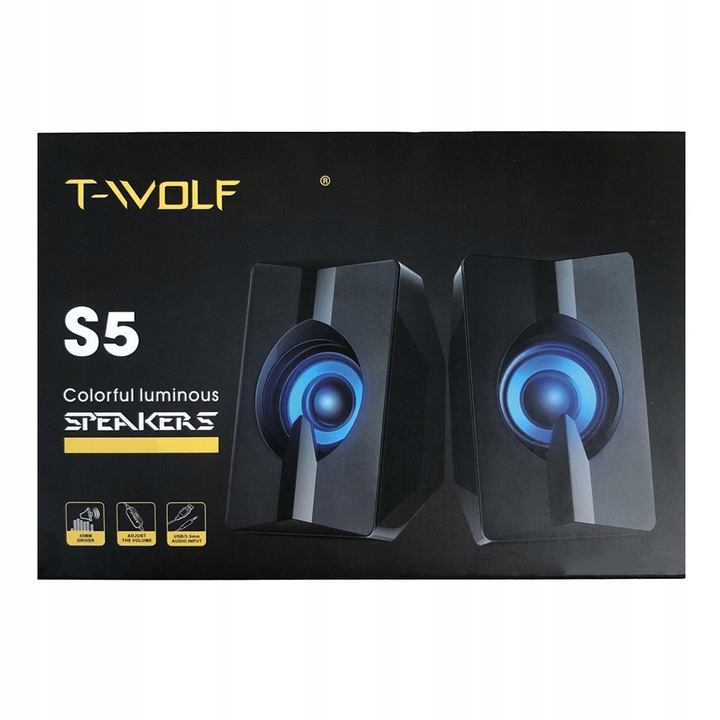 GŁOŚNIKI KOMPUTEROWE LED LAPTOP PC USB T-WOLF S5