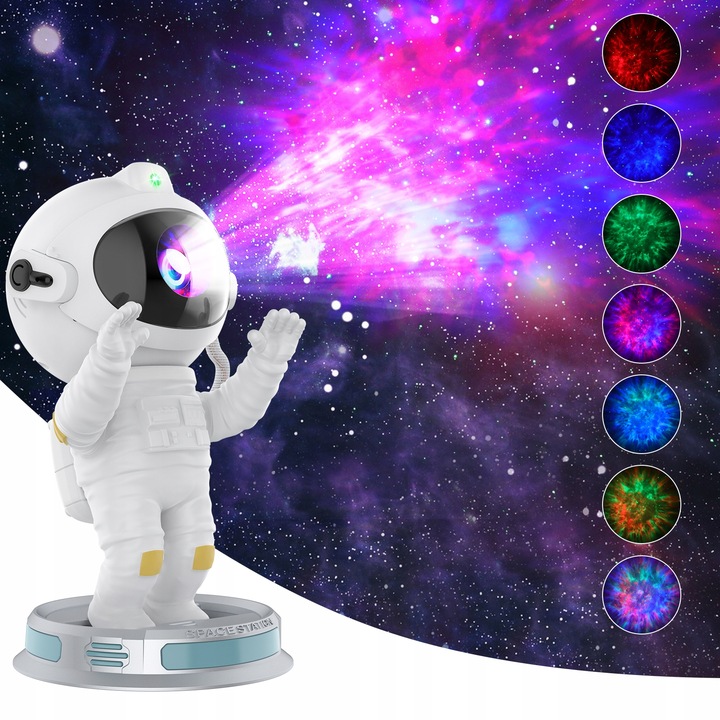 PROJEKTOR GWIAZD ASTRONAUTA LED LAMPKA NOCNA 3D ROBOT DLA DZIECI NA PREZENT