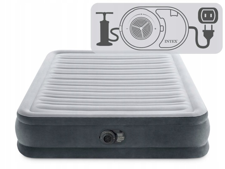 Materac Dmuchany Dwuosobowy Łóżko z Pompką 230V do Spania Intex 67768ND