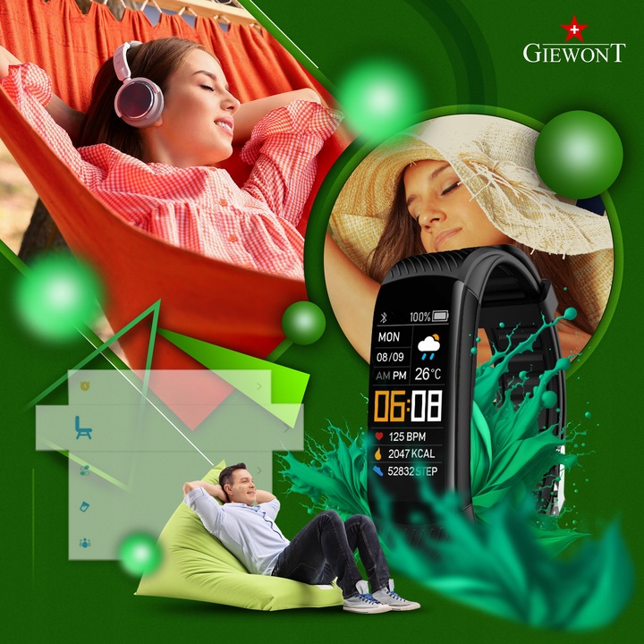 SPORTOWY SMARTBAND GIEWONT GW200 Fit&GO Duo KROKI SMS SPORT ALERT PULS