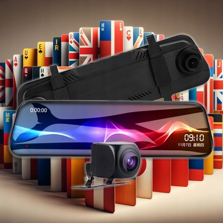 WIDEOREJESTRATOR JAZDY DOTYKOWY KAMERA COFANIA REJESTRATOR PRZÓD TYŁ MenuPL